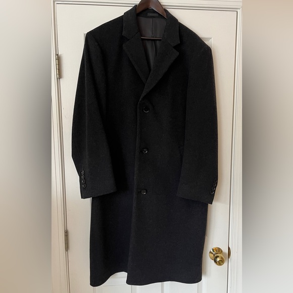 CALVIN KLEIN Men's Cashmere Wool Blend Overcoat 42 R *MINT* Charcoal Gray Coat - Picture 4 of 16